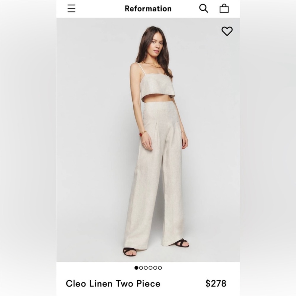 Reformation Cleo Linen Two Piece in Light Beige
